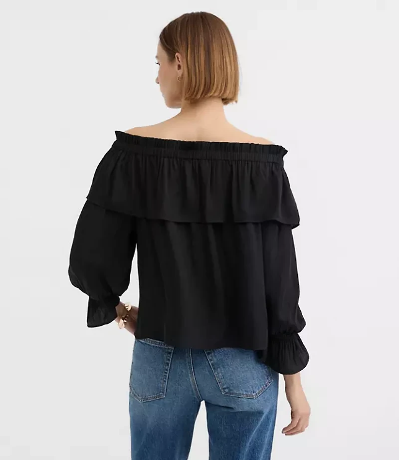 Petite Ruffled Off The Shoulder Blouse