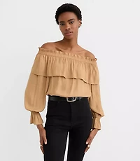 Petite Ruffled Off The Shoulder Blouse