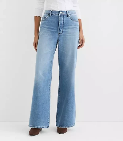 Rivete Tall Curvy High Rise Relaxed Wide Leg Jeans Light Wash