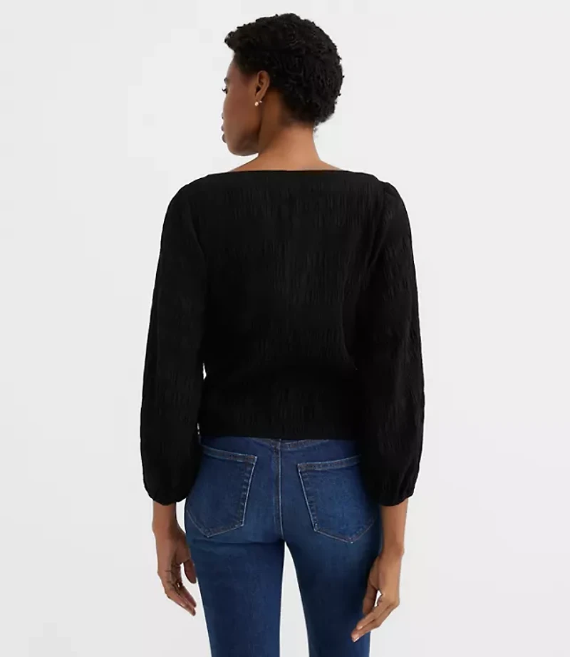 Smocked Lantern Sleeve Blouse