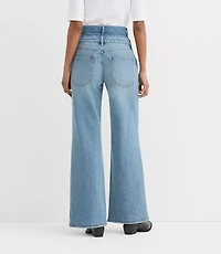 Rivete Tall Curvy Double Waisted High Rise Wide Leg Jeans Light Wash