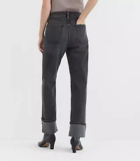 Rivete Tall Cuffed High Rise Straight Jeans Noir Wash