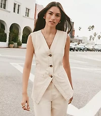 Petite Denim Pocket Vest Ivory