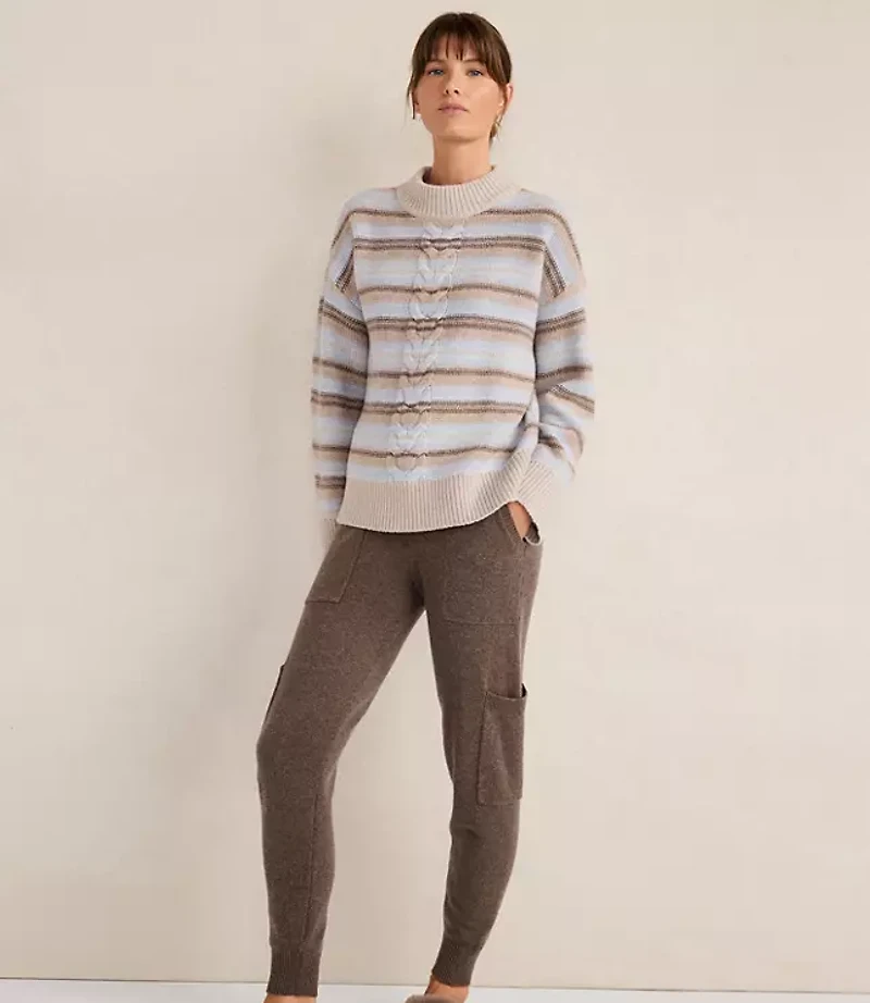 Haven Well Within Wool Blend Cable Stripe Crewneck Sweater