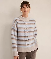 Haven Well Within Wool Blend Cable Stripe Crewneck Sweater