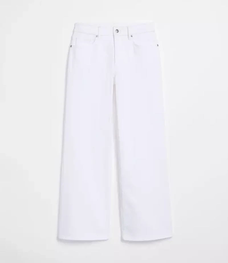 Rivete Tall Mid Rise Wide Leg Jeans White
