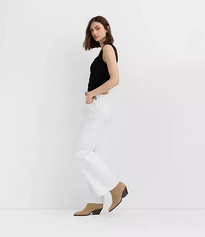 Rivete Tall Mid Rise Wide Leg Jeans White