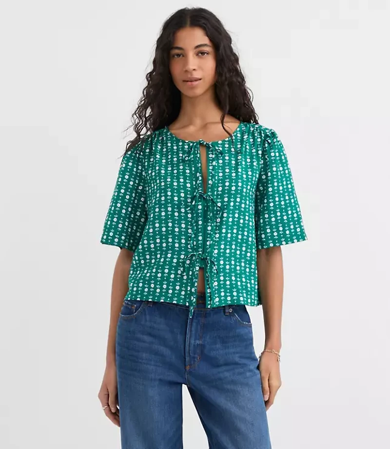 Petite Floral Bow Blouse