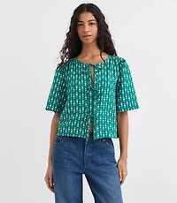 Petite Floral Bow Blouse