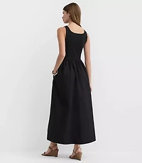 Petite Bustier Mixed Media Midi Pocket Dress