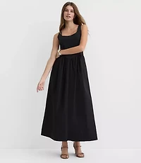 Petite Bustier Mixed Media Midi Pocket Dress