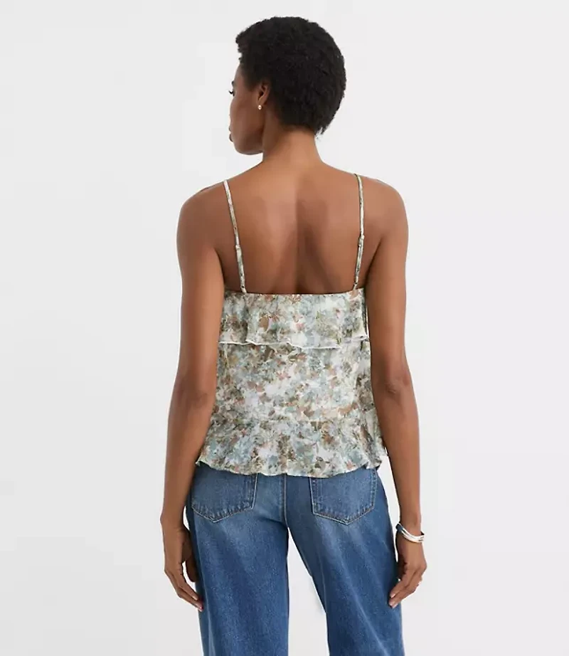 Petite Floral Tie Back Ruffle Strappy Cami