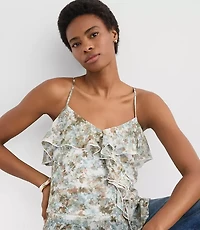 Petite Floral Tie Back Ruffle Strappy Cami