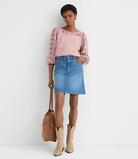 Petite Floral Lace Boatneck Blouse