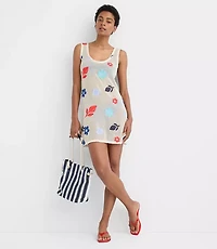 LOFT Beach Floral Crochet Mini Swimsuit Coverup Dress