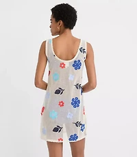 LOFT Beach Floral Crochet Mini Swimsuit Coverup Dress