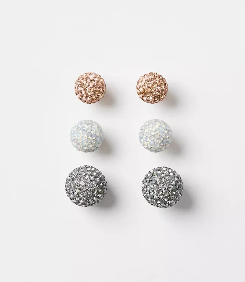 Pave Ball Stud Earring Set