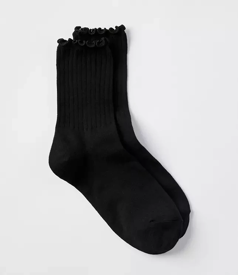 Ruffle Ribbed Crew Socks