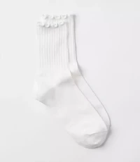 Ruffle Ribbed Crew Socks