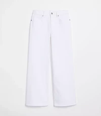 Rivete Petite Mid Rise Wide Leg Jeans White