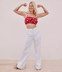 Rivete Mid Rise Wide Leg Jeans White