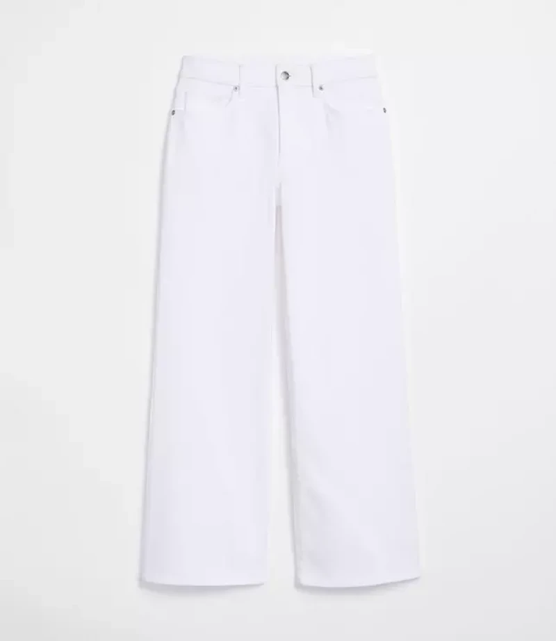 Rivete Mid Rise Wide Leg Jeans White