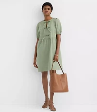 Petite Poplin Bow Mini Pocket Dress