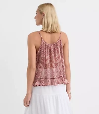 Petite Paisley Keyhole Ruffle Hem Cami