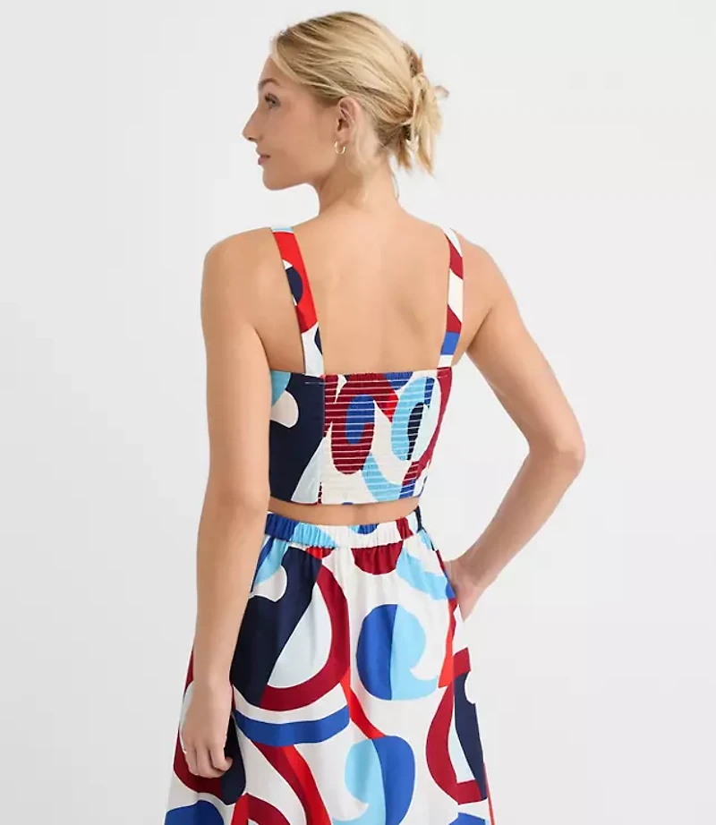 LOFT Beach Swirl Poplin Crop Top
