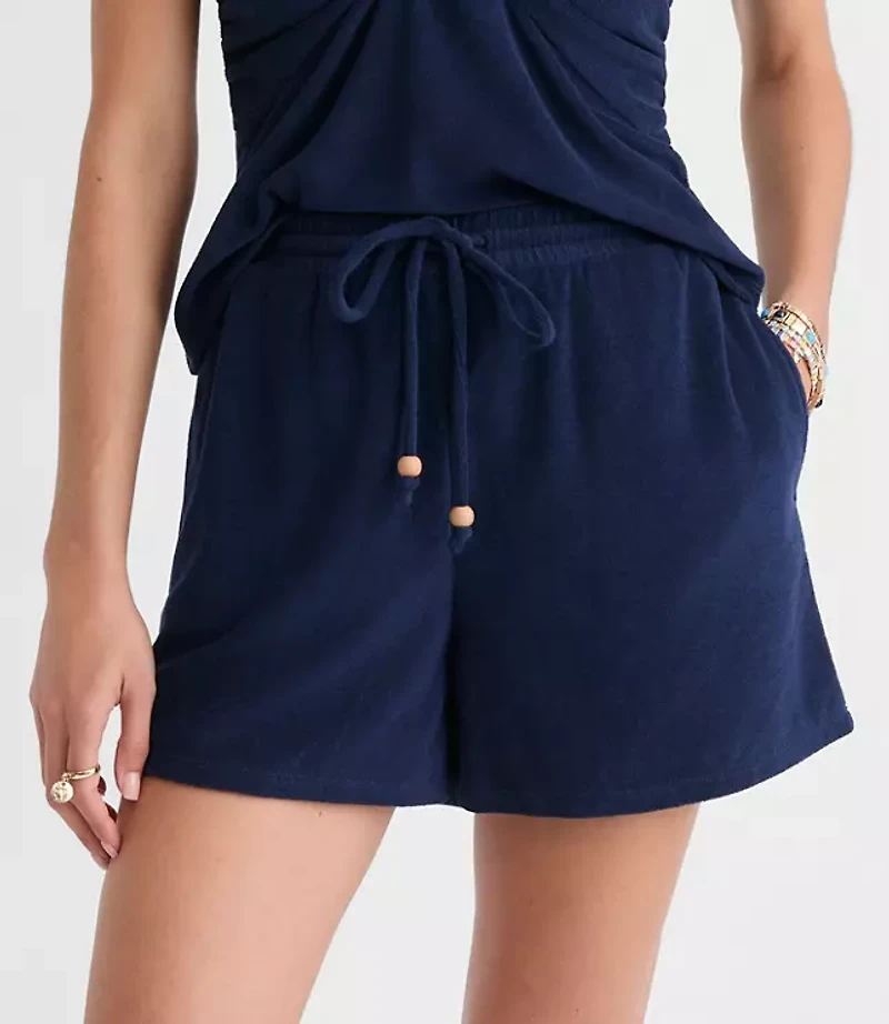 LOFT Beach Beaded Terry Drawstring Shorts