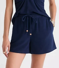 LOFT Beach Beaded Terry Drawstring Shorts