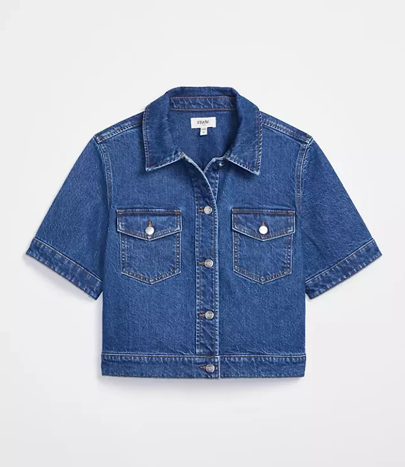 Short Sleeve Denim Jacket Medium Stone Wash