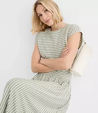 Petite Striped Cap Sleeve Maxi Pocket Dress