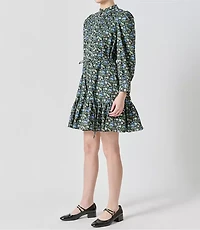 English Factory Floral Pintuck Button Mini Dress