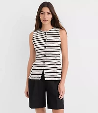 Petite Stripe Textured Knit Vest