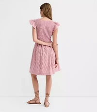 Petite Floral Smocked Flutter Mini Pocket Dress