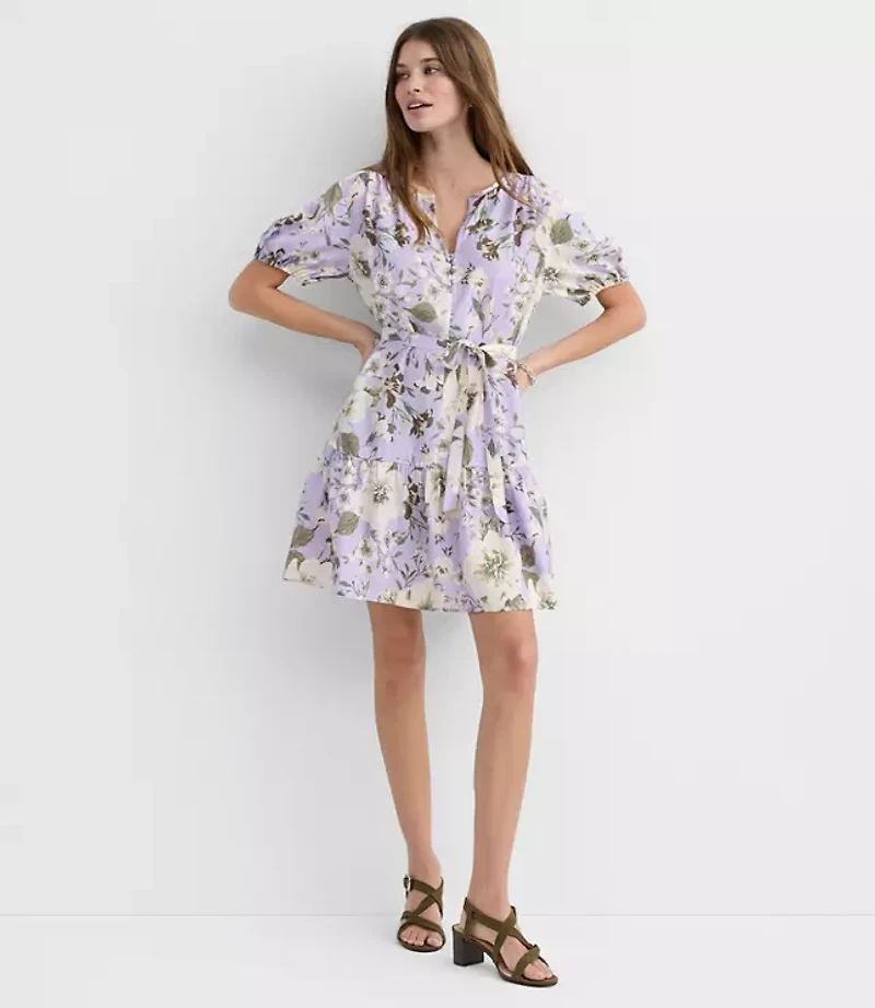 Petite Floral Flounce Mini Pocket Dress