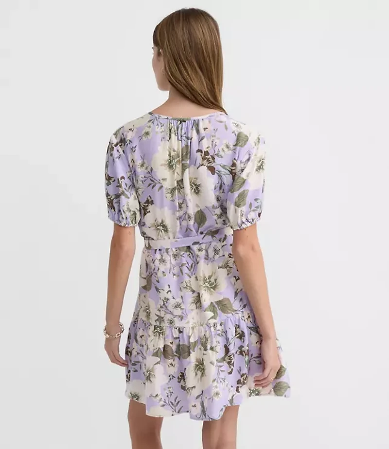 Petite Floral Flounce Mini Pocket Dress