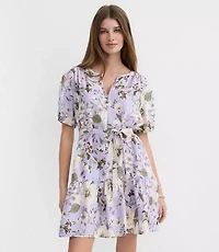 Petite Floral Flounce Mini Pocket Dress