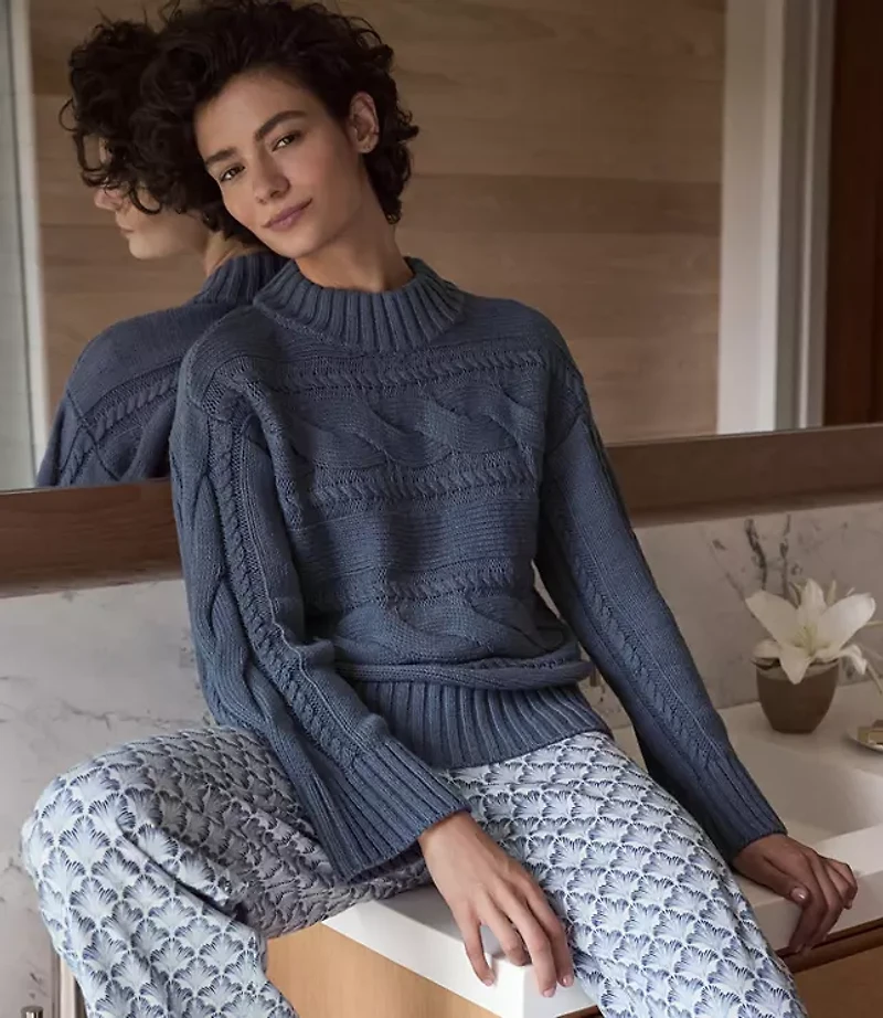 Haven Well Within Cotton Blend Horizontal Cable Sweater