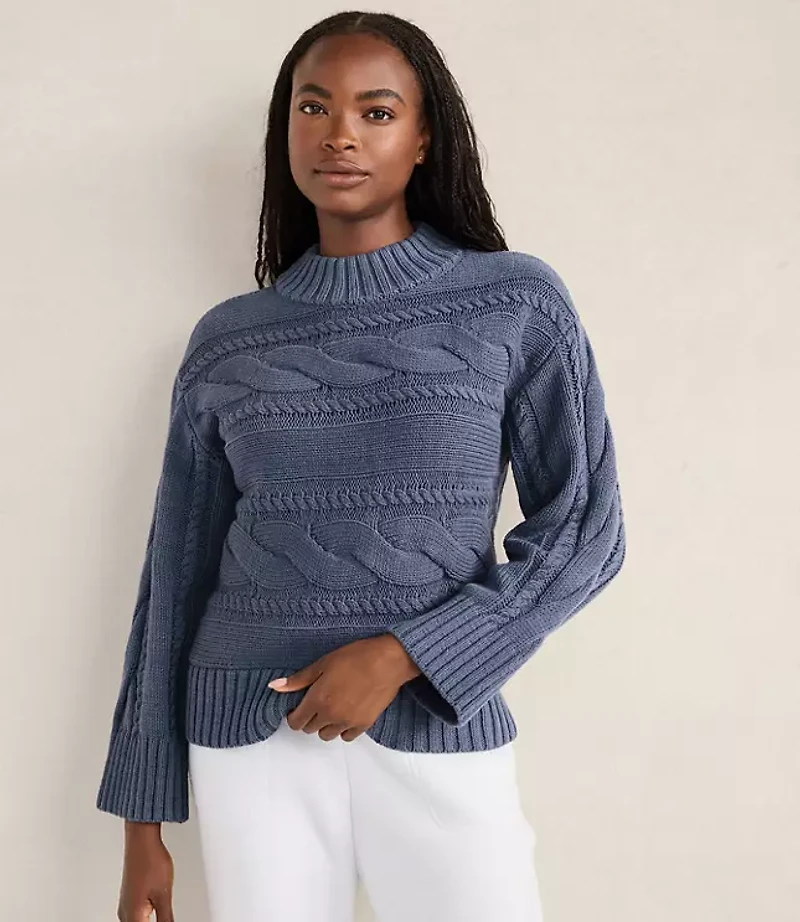 Haven Well Within Cotton Blend Horizontal Cable Sweater