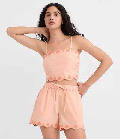 LOFT Beach Floral Embroidered Top