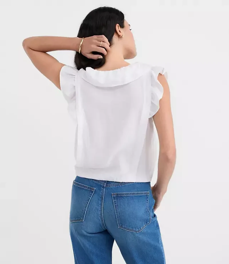 Petite Ruffle V-Neck Top