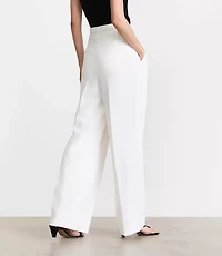 Petite LOFT Versa Crepe Drape Double Belted Wide Leg Pants