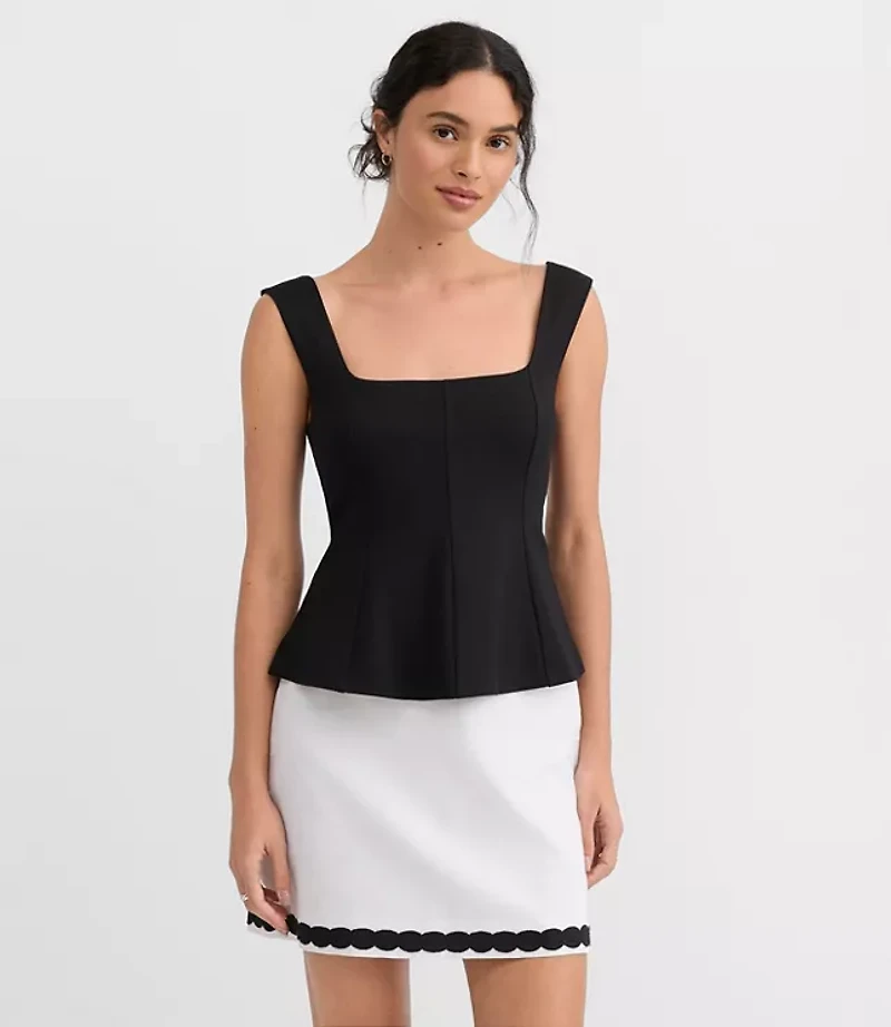 Petite Ponte Peplum Tank Top