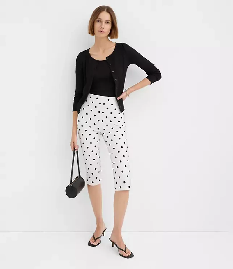 Petite Slim Crop Pants Dotted Bi-Stretch