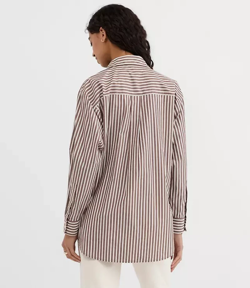 Petite Striped Poplin Everyday Oversized Pocket Shirt