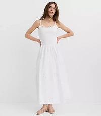 Floral Eyelet Strappy Midi Dress