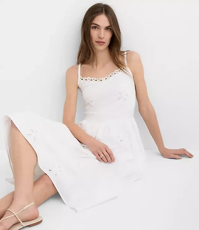 Floral Eyelet Strappy Midi Dress