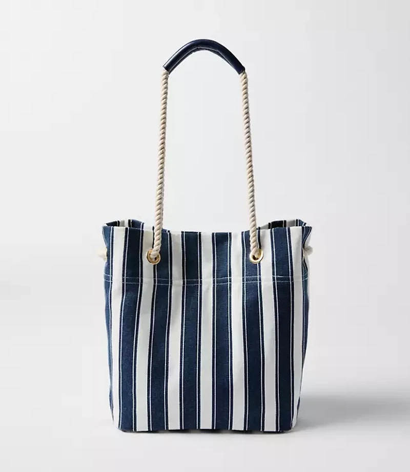 Striped Canvas Bucket Bag
